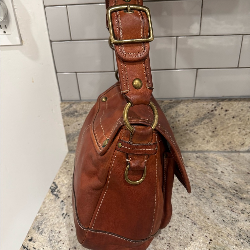 COACH Legacy Turnlock Shoulder Bag Leather Whiskey Brown 65th F/S Used - Picture 2 of 8